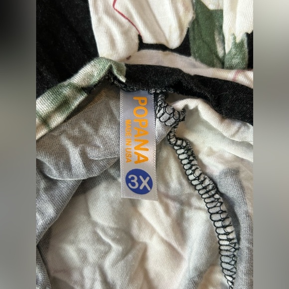 Popana women’s black white floral soft long sleeve shirt top plus size 3X - Picture 4 of 5